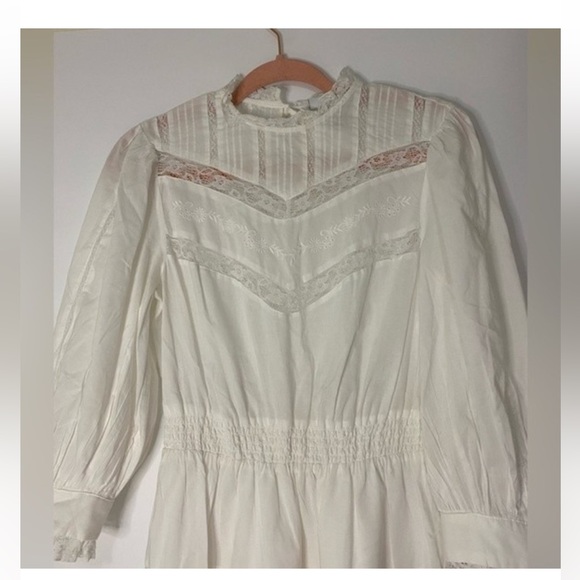 LoveShackFancy Target Talulah Pintuck Yoke Lace White Mini Dress - Picture 2 of 6